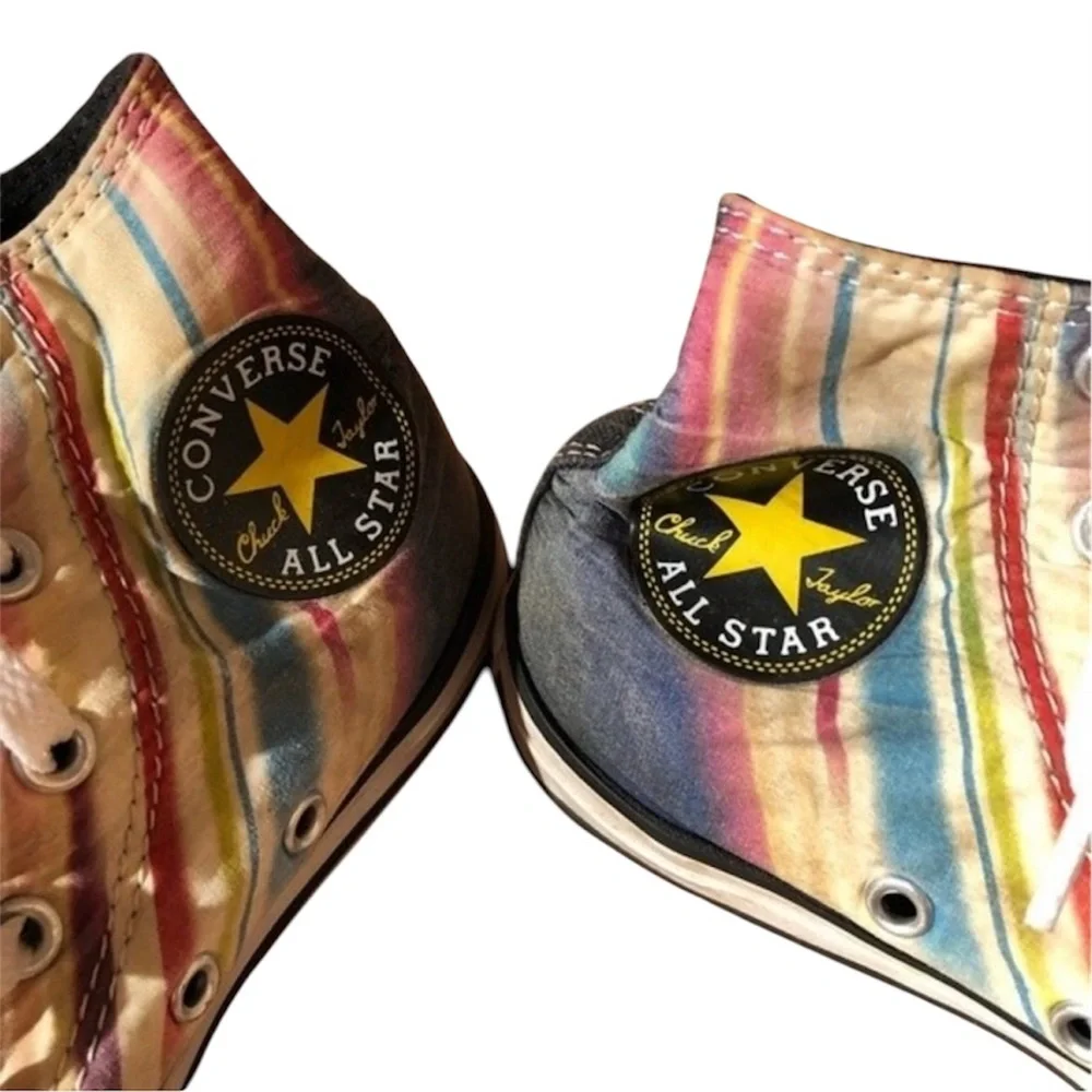 Converse High Top Sneakers Watercolor Rainbow Stripe Big Kids Size 1